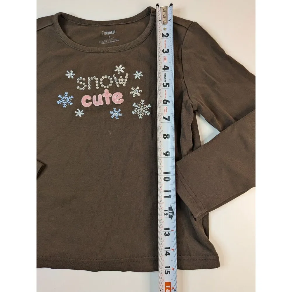 Gymboree Girls Size 5 Brown Snow Cute Snowflake Long Sleeve Shirt